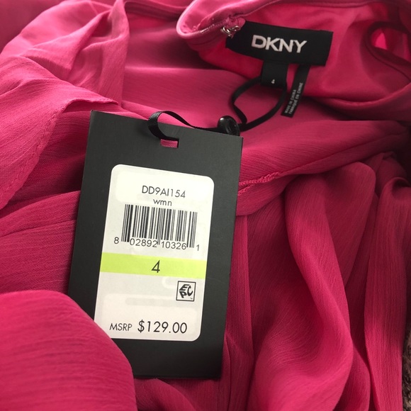 DKNY NEW Pink Chiffon Wrap Midi Dress Size 4 - Picture 8 of 9